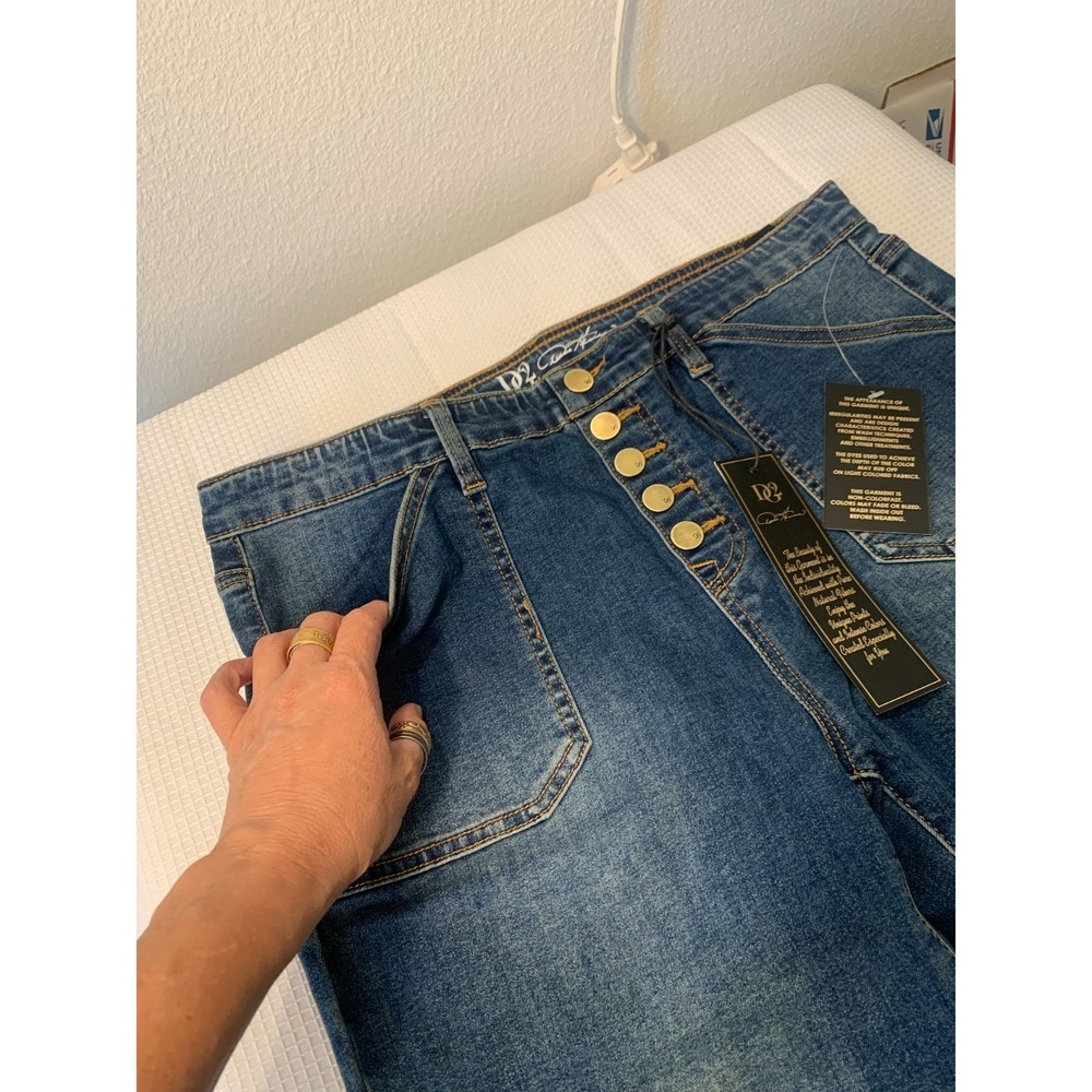 (H-268)D2 by Diane Gilman Bootcut Jeans L Blue High Rise Button Fly Stretch NWT - Picture 6 of 10